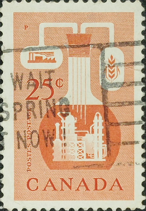 Canada. “Chemical Industry”. Scott 363 A160, Issued 1956 June 7, 25c. /ldb.