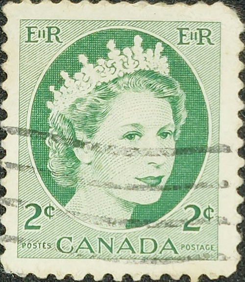Canada stamps - Queen Elizabeth II 2 Canadian cents 1954