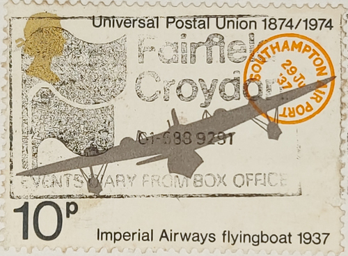 UNIVERSAL POSTAL UNION 1874/1974 IMPERIAL AIRWAYS FLYINGBOAT 1937 10P