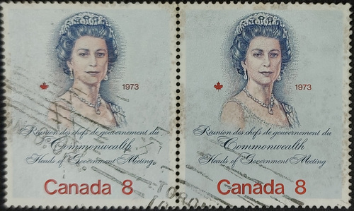 Canada Stamp Queen Elizabeth II-8¢, silver and multicolored. Fluorescent.