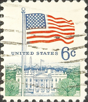 1960s Washington DC Green Trees and US Flag Stamps