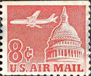 US AIR MAIL 1962 Jet Airliner Over Capitol