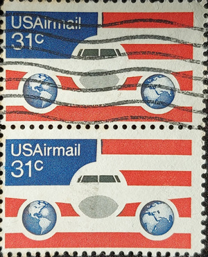 Abstract designs.A visual study of the US airmail stamps: