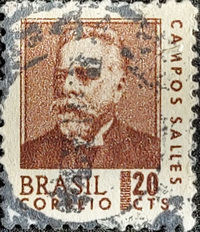 BRASIL STAMP: president Dr. Manuel Ferraz de Campos Salles, Brazilian statesman, lawyer, fourth president of Brazil 1898-1902