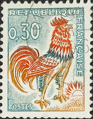 1965 coq gaulois , République Française.