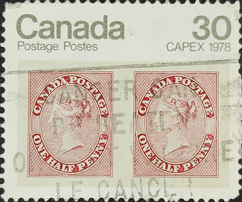 Pair of 1857 1/2d Queen Victoria stamps-CAPEX 1978