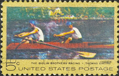 USA STAMP THE BIGLIN BROTHERS RACNG THOMAS EAKINS
